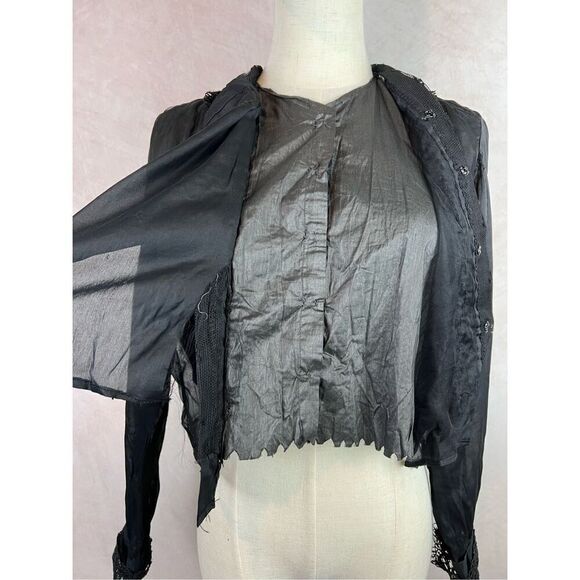 Antique 1900s Vintage Edwardian Style WW1 Era Black Lace Blouse - Picture 6 of 16